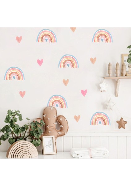 Mini Gökkuşağı ve Kalpler Çocuk Odası Duvar Sticker