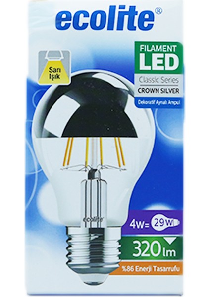 4W 220-240V 320LM 2700K E27 A60 LED Flamanlı Endirekt Ampul 5 Adet