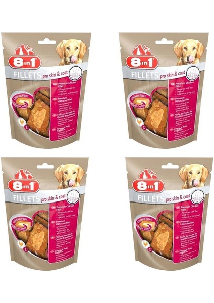 Fillets Pro Skin ve Coat Keten Tohuğumu Yağı Aromalı Köpek Ödülü 80 gr x 4 Adet