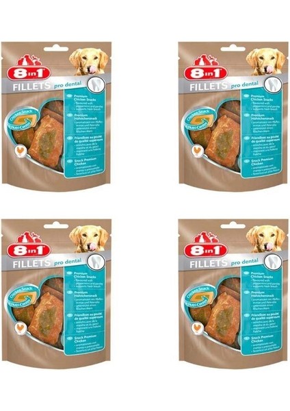 8 In 1 Poch Fillets Pro Dental Nane Aromalı Köpek Ödülü 80GR x 4 Adet