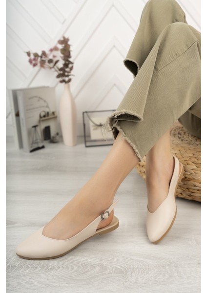 Kadın Misty Krem Cilt Arkası Acık Sivri Burun Günlük Babet fiyatları