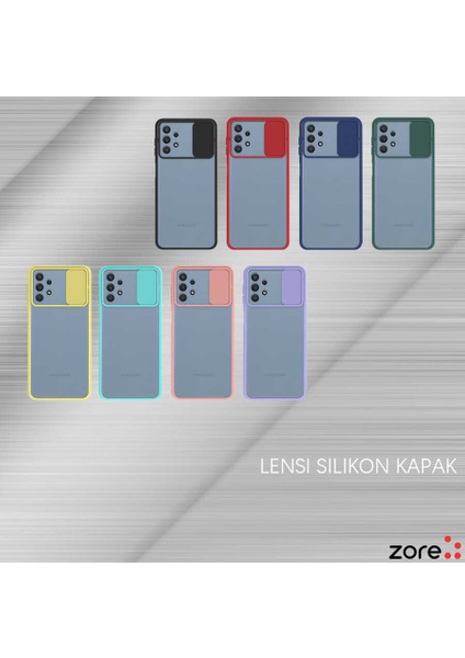 MTK Moveteck A23 4g Uyumlu Kılıf Kamera Lens Korumalı Sürgülü Kızaklı Silikon Renkli Arkası Şeffaf