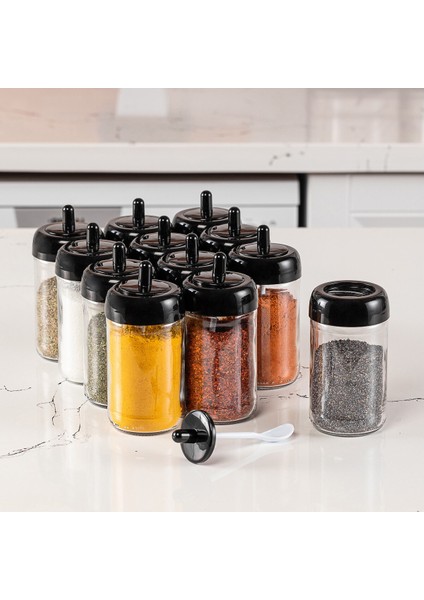 12 Adet Kapağı Kendinden Kaşıklı Baharatlık Seti - (300 Ml) Cam Kavanoz fiyatları