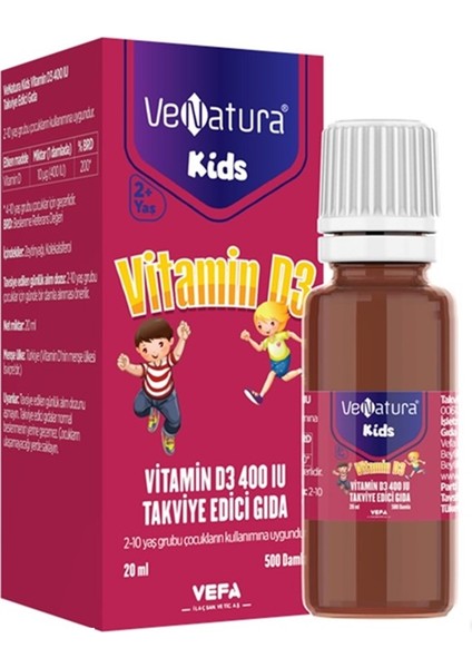 Kids Vitamin D3 400 Iu Damla 20 ml