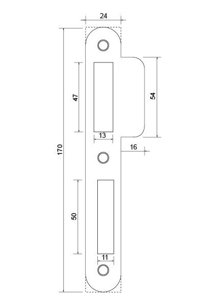 Kilit Karşılığı Gümüş 170X24MM Sağ-Sol Uyumlu