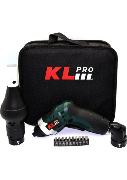 KL Pro  KLNM3413 3.6VOLT /1,3AH Li-Ion Şarjlı Tornavida + Köşe Adaptörü + Barbekü Aparatı