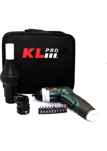 KL Pro  KLNM3413 3.6VOLT /1,3AH Li-Ion Şarjlı Tornavida + Köşe Adaptörü + Barbekü Aparatı