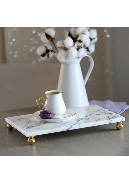 Mermer Leylak 30 x 20 cm Altın Boncuk Ayak Sunum Tabağı indirimleri