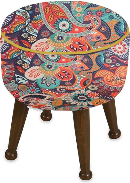 Miskin Ceviz Retro Puf Ayak Ucu Puf Makyaj Koltuğu Puf Bench Ayak Dayama Ahşap Ayak Puf