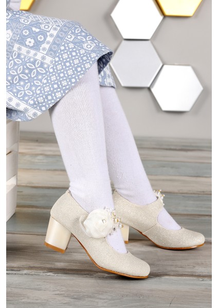 Kiko 751 Simli Günlük Kız Çocuk 4 cm Topuk Babet Ayakkabı modelleri