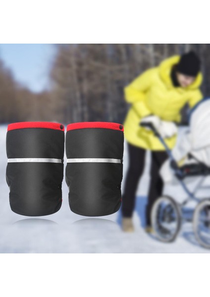 Arabası El Muffs Polar Polar 25X18 cm Pram Aksesuar Su Geçirmez Kırmızı (Yurt Dışından)