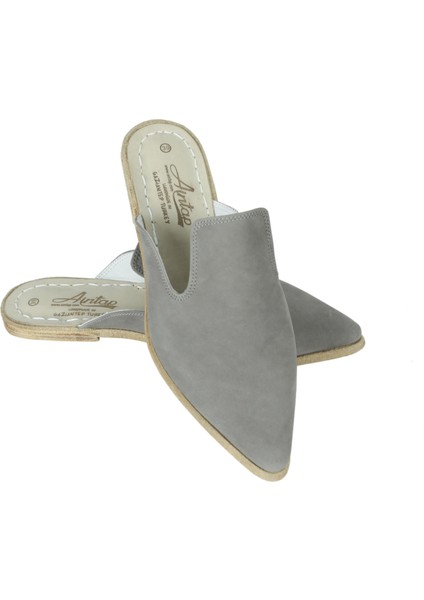 Gri Hakiki Nubuk Deri Gaziantep Sivri Burunlu Kösele Taban Yemeni Terlik fiyatları