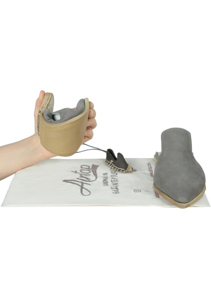 Gri Hakiki Nubuk Deri Gaziantep Sivri Burunlu Kösele Taban Yemeni Terlik modelleri