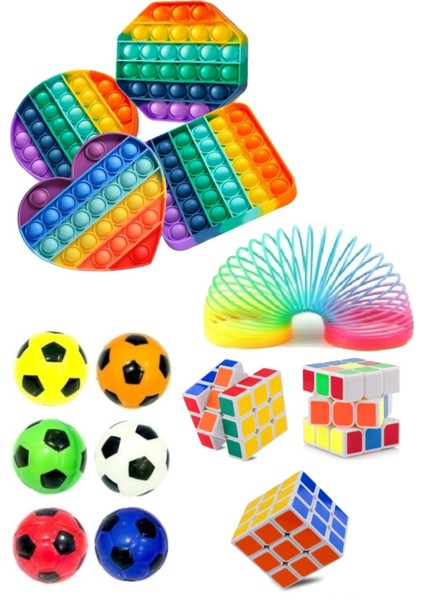 Stres Giderici Set 1 Popit 1 Rubik Zeka Küpü 1 Stres Yayı 1 Stres Topu