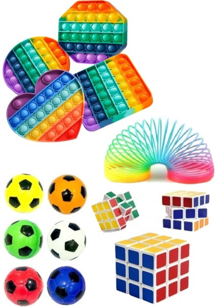 Stres Giderici Set 1 Popit 1 Rubik Zeka Küpü 1 Stres Yayı 1 Stres Topu