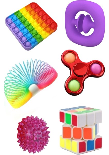 Stres Giderici Set Kare Popit Snapperz Pop It Stres Çarkı Işıklı Top Zeka Küpü Stres Yayı