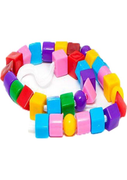 35 Parça Geometrik Şekiller Ipe Boncuk Dizme Koordinasyon Eğitici Oyuncak Popit
