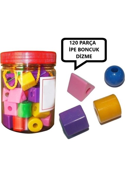 Geometrik Şekiller Ipe Boncuk Dizme Oyunu 120 Parça Büyük Boy fiyatları