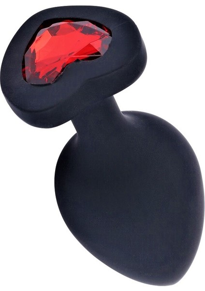 Kalp Şekilli Siyah Silikon Anal Tıpa Medium Orta Boy Anal Vajinal Dildo Plug