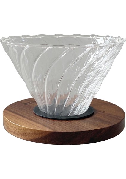 V60 Brewing Coffee Dripper Home Cafe Taşınabilir Ahşap Taban İçin Kullanımı Basit (Yurt Dışından)