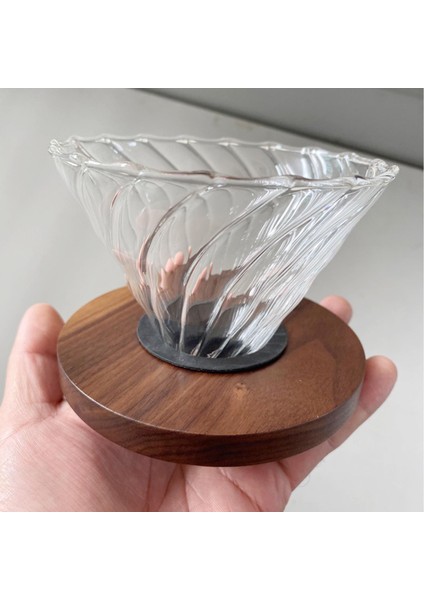 V60 Brewing Coffee Dripper Home Cafe Taşınabilir Ahşap Taban İçin Kullanımı Basit (Yurt Dışından)
