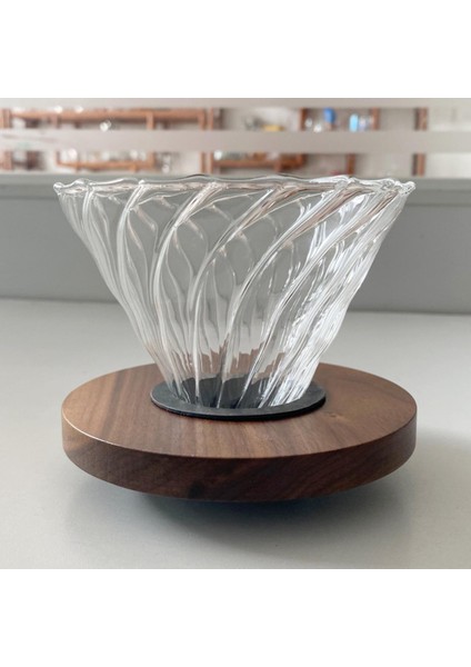 V60 Brewing Coffee Dripper Home Cafe Taşınabilir Ahşap Taban İçin Kullanımı Basit (Yurt Dışından)