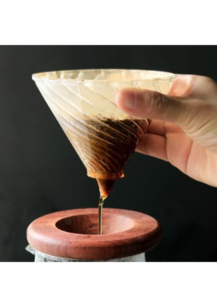 V60 Brewing Coffee Dripper Home Cafe Taşınabilir Ahşap Taban İçin Kullanımı Basit (Yurt Dışından)