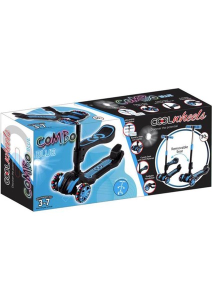 Combo Oturaklı Işıklı Scooter - Mavi