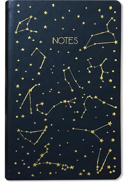 UNIQ34 Yıldız Haritası Sert Kapaklı Siyah Deri Defter