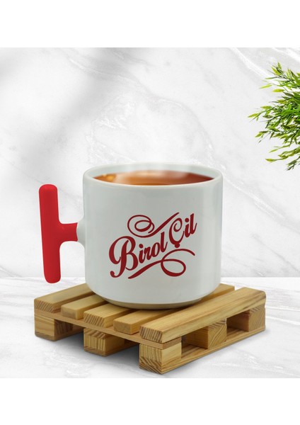 Kişiye Özel Isimli Kırmızı T Kulplu Middle Kupa Bardak-5