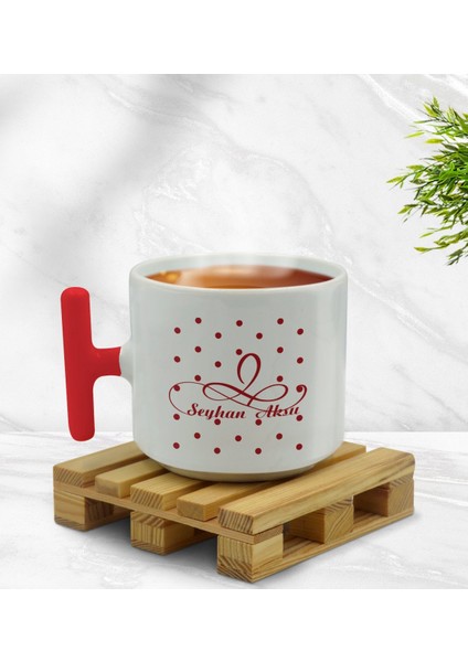Kişiye Özel Isimli Kırmızı T Kulplu Middle Kupa Bardak-4