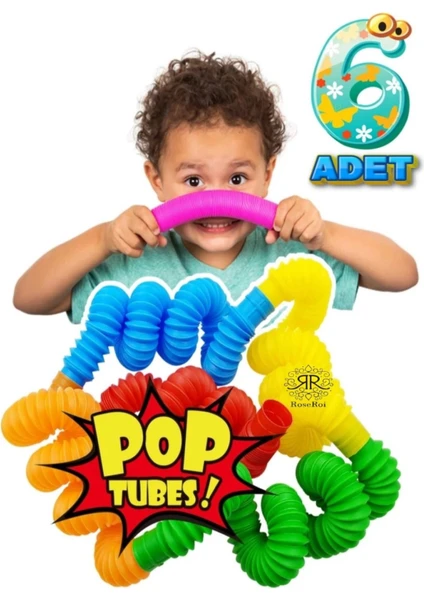 Pop Tubes Pop Tube Popit 6 Adet Esnek Tüp Boru Eğitici Oyuncak