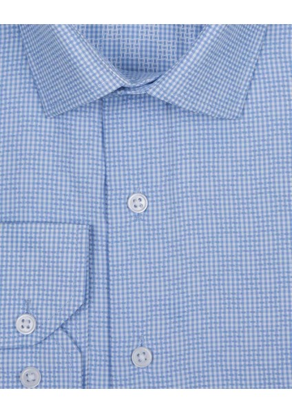 Slim Fit Armür Desenli Mavi Erkek Gömlek fiyatları