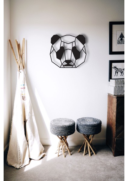 Şirin Geometrik Panda Metal Tablo