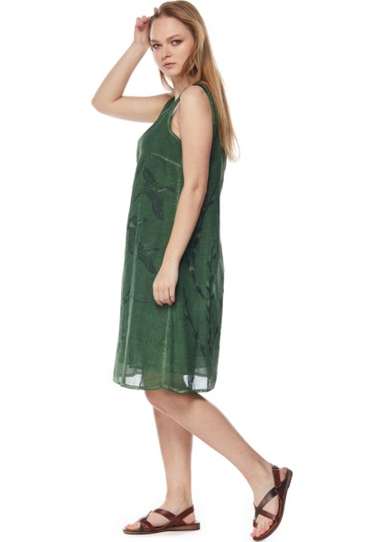 Şile Bezi Yeşil Kolsuz Doğa Elbise fiyatları