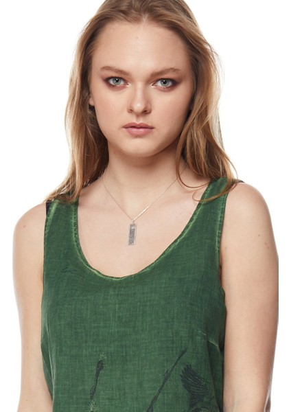 Şile Bezi Yeşil Kolsuz Doğa Elbise indirimleri