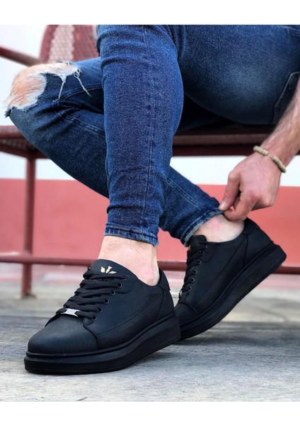 Wagoon WG028 Kömür Bağcıklı Kalın Taban Casual Erkek Ayakkabı