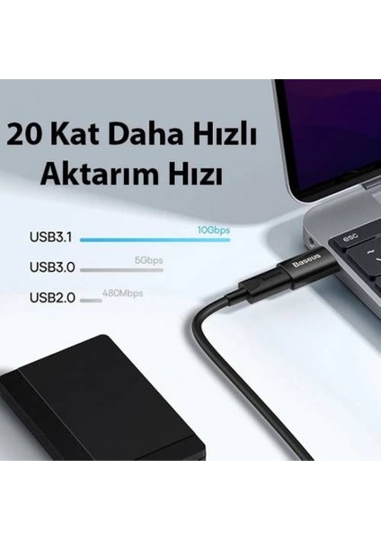 USB 3.1 To Type-C Otg Dönüştürücü Adaptör, 10 Gbps Veri Aktarım, Mini Type C Çevirici