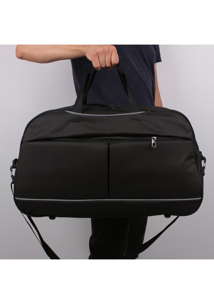 50X30X24 cm Unisex Siyah Kumaş Plaj Spor ve Seyahat Çantası