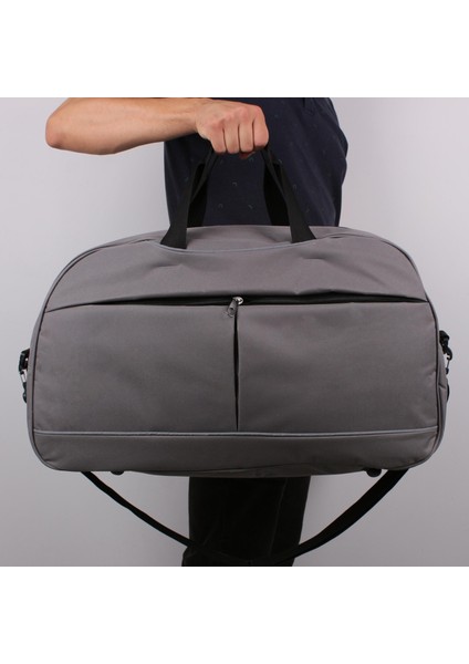 50X30X24 cm Unisex Gri Kumaş Plaj Spor ve Seyahat Çantası
