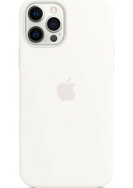 Apple iPhone 11 Pro Max Uyumlu Logolu Içi Kadife Altı Açık Lansman Beyaz Silikon Kılıf