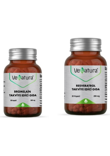 Resveratrol 250 Mg 30 Kapsül + Bromelain 60 Kapsül