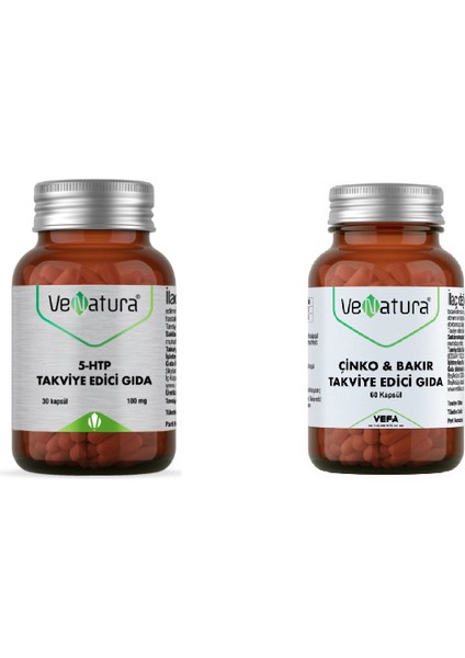 5-Htp 100 Mg 30 Kapsül + Çinko & Bakır 60 Kapsül