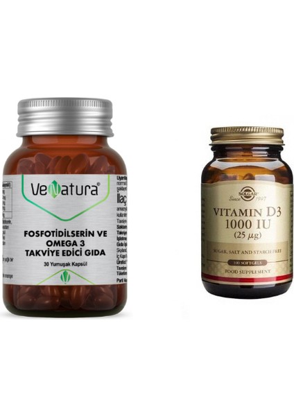Fosfotidilserin ve Omega 3 30 Kapsül + D3 1000 Iu 100 Kapsül