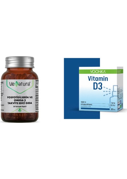 Fosfotidilserin ve Omega 3 30 Kapsül + D3 1000 Iu 20 ml