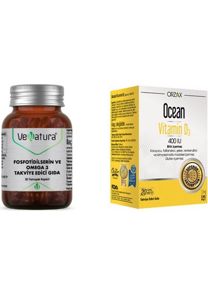 Fosfotidilserin ve Omega 3 30 Kapsül + D3 400 Iu 20 ml
