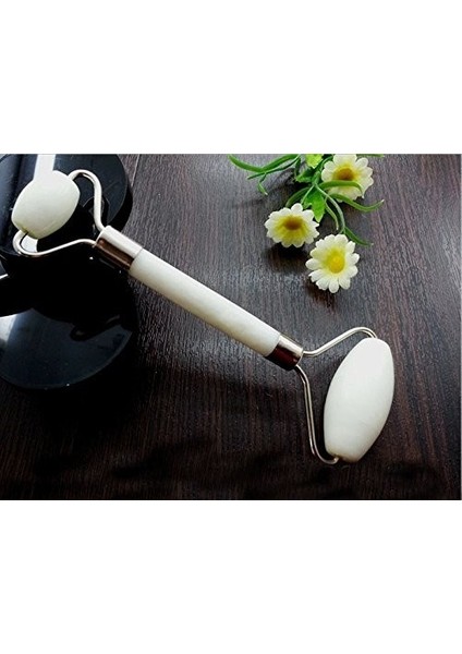 Jade Roller Beyaz 2'li Yeşim Taşı Çift Taraflı Cilt Yüz Masaj Bakım Aleti fırsatları