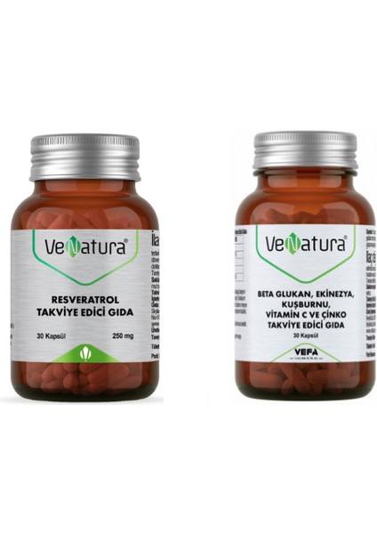 Resveratrol 250 Mg 30 Kapsül + Beta Glukan 30 Kapsül