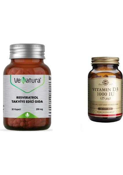 Resveratrol 250 Mg 30 Kapsül + D3 1000 Iu 100 Kapsül
