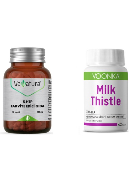 5-Htp 100 Mg 30 Kapsül + Milk Thistle Complex 62 Kapsül